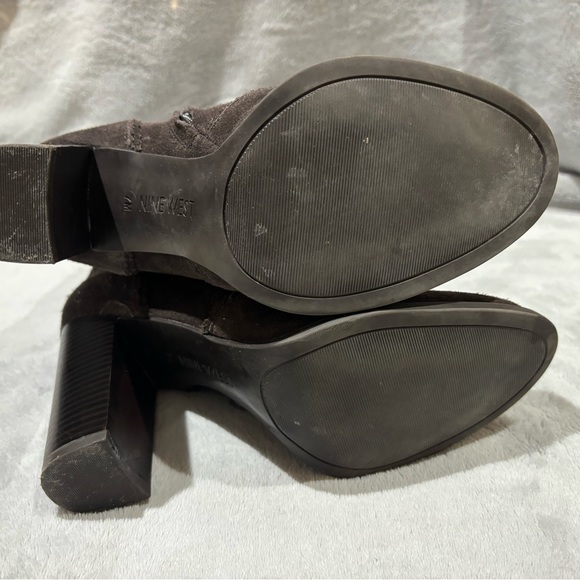 Nine West Chocolate Brown Suede Heeled Ankle Booties - Picture 4 of 4